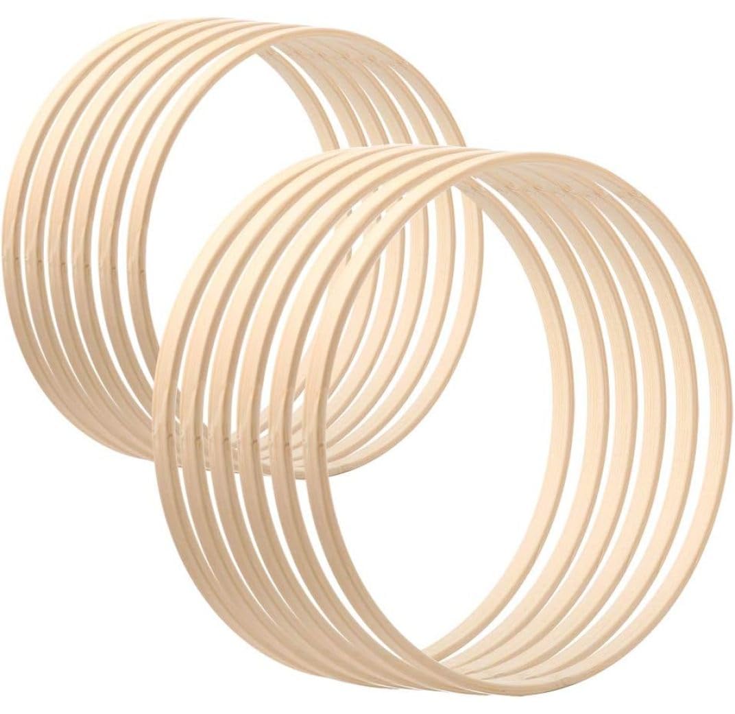 Xdyyjrasa Bamboo Wreath Rings - 12-Pack Natural Bamboo Hoops for Crafting, 15cm & 20cm for DIY Home Decor Wreath Wall Decor