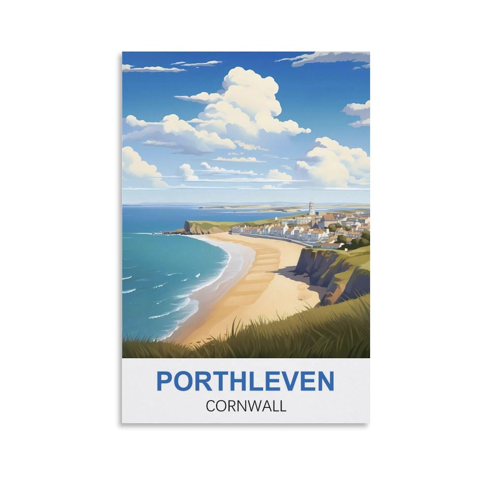 HXHNFERR Porthleven Cornwall Vintage Travel Poster 08x12inch(20x30cm) Canvas Wall Posters And Art Pictures Prints Paintings Bedroom Decor