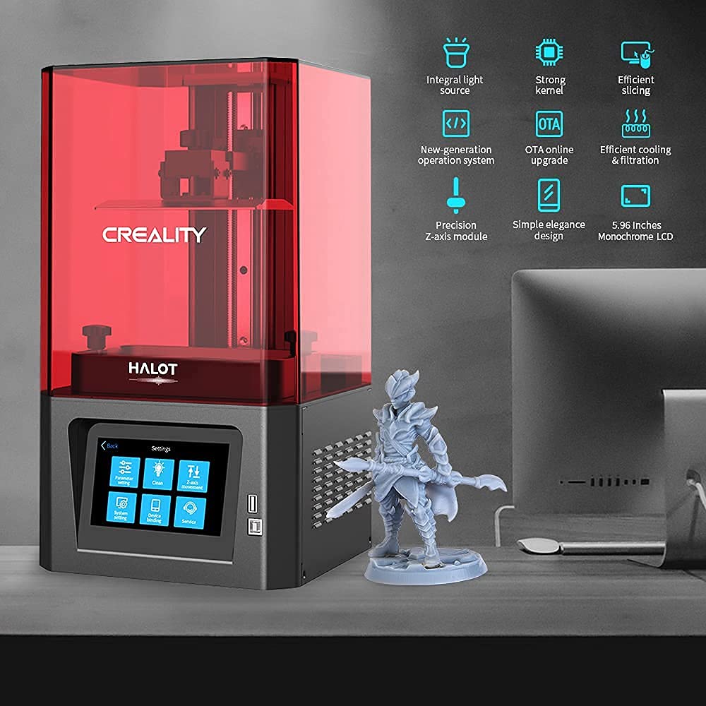 Creality Stampante 3D in resina HALOT-ONE ad alta precisione con sorgente luminosa integrata, nucleo forte e slicing, sistema di filtraggio ai carboni attivi con doppio raffreddamento (CL-60)