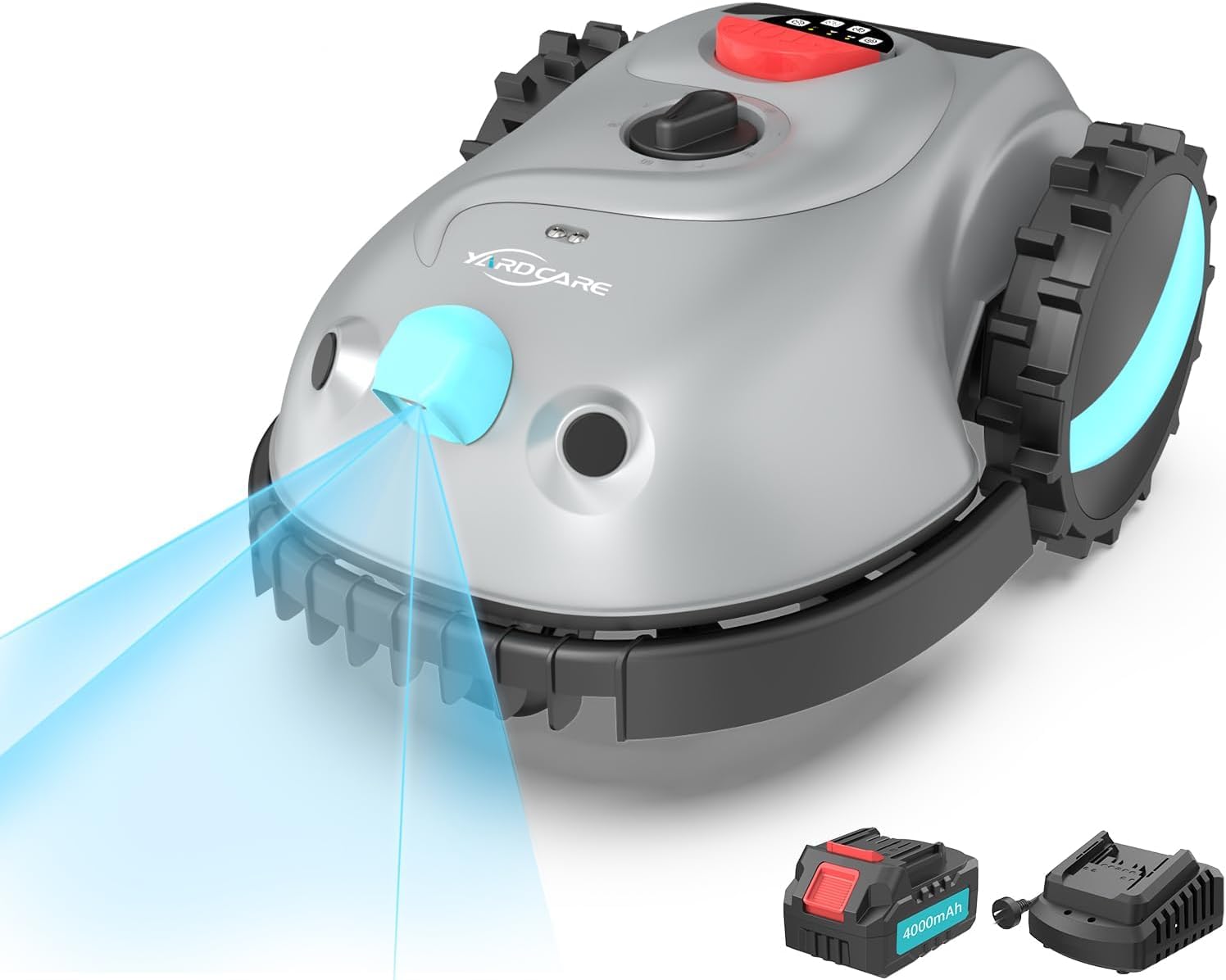 YARDCARE V100 Wireless Robot Lawn Mower with Visual Navigation, Obstacle Detection 150, Robot Lawn Mower with Battery (4Ah), Grass Comb, Replacement Blades