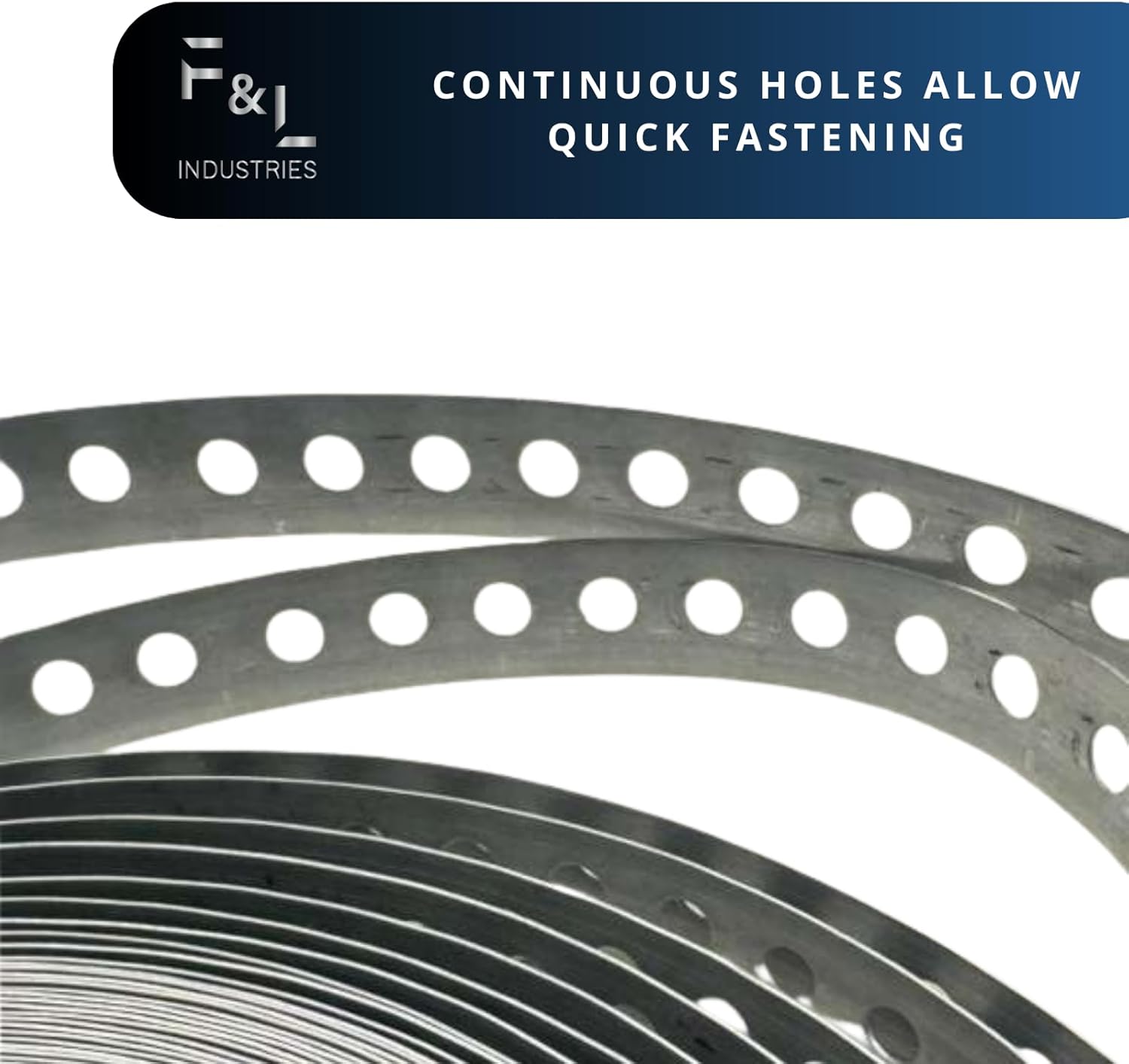 F&L Galvanized Pipe Strap 3/4" x 100 FT – Heavy-Duty 24 Gauge Steel Hanger Strap for Plumbing, HVAC & Electrical Pipe Support, Mounting, Bracing & Secure Installation Applications (2-Pack)