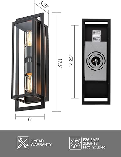 Miniatura 4 de FTL-OW-053 - Lámpara de pared para exteriores, lámpara de pared exterior con vidrio transparente, iluminación de pared exterior arriba y abajo para