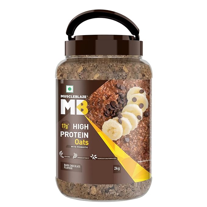MuscleBlaze High Protein Oats with Added Probiotics, Breakfast Cereals, 17 g Protein, Rolled