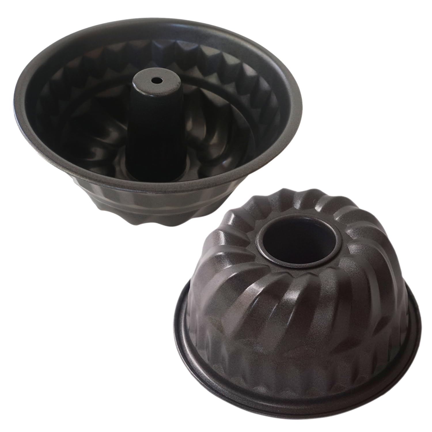 Molde pequeño Bundt para tartas de 6 pulgadas, antiadherentes para hornear, estriados para hornear, lata de tubo redondo de tamaño mediano, molde de acero al carbono para hornear libra de