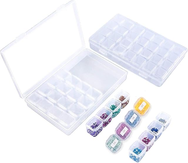 KAFU 2 Pack Diamond Storage Box 56 Grids Diamonds Painting Embroidery Boxes