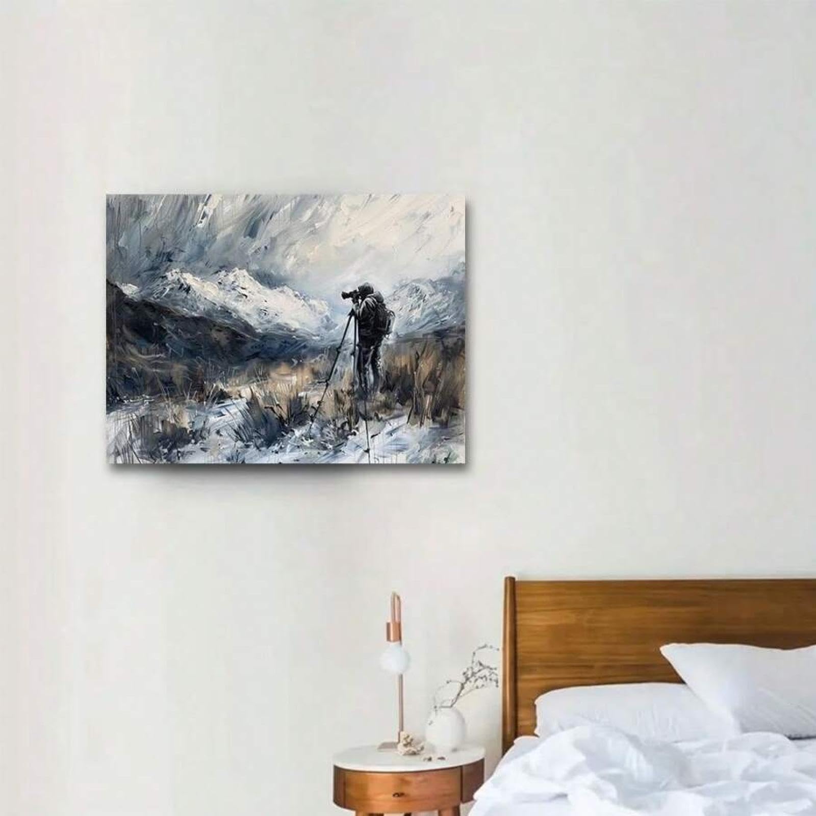 XBTYKPB Lienzo decorativo de montaña nevada para pared, obra de arte clásica, decoración para sala de estar, dormitorio, pósteres, impresiones artísticas de 80 x 120 cm, marco