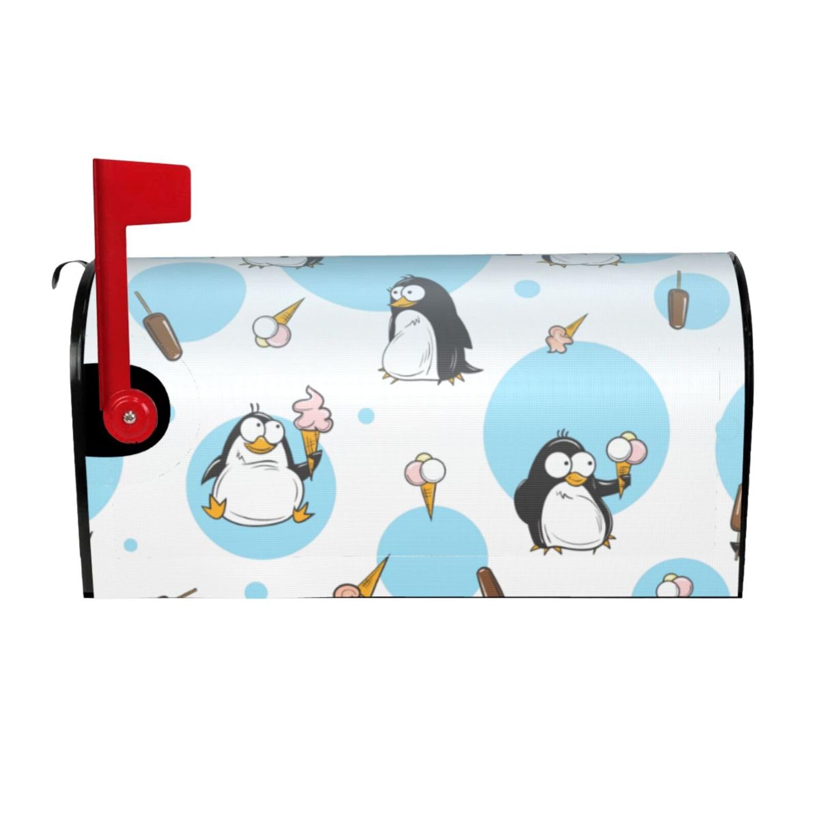 Cute Penguins Print Mailbox Cover Wraps Post Letter Box Cover Decor For Outside Garden Yard Farmhouse Home