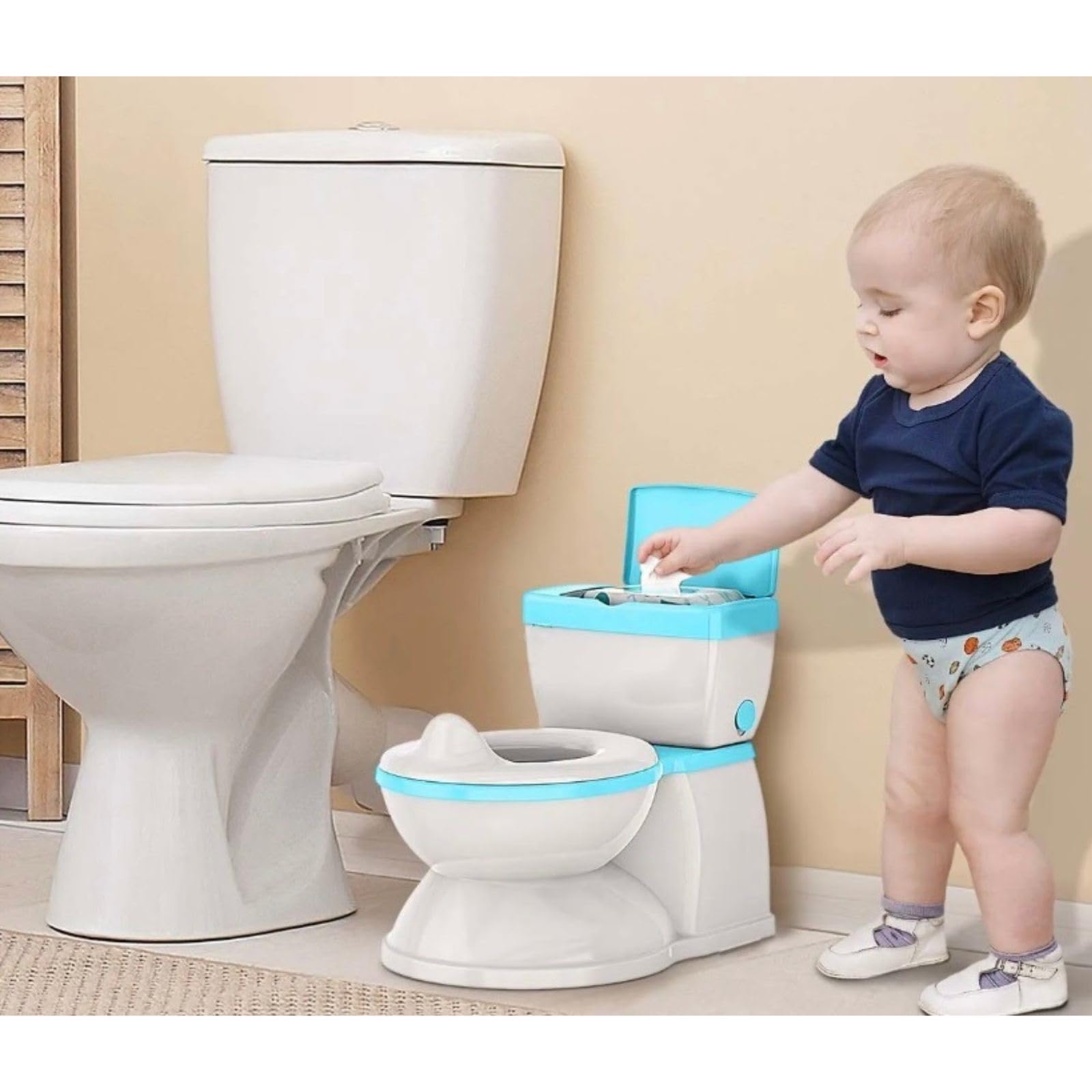 BABYBOND Kindertopf für Babys und Kinder mit Spülgeräusch Kindertöpfchen (Blau)