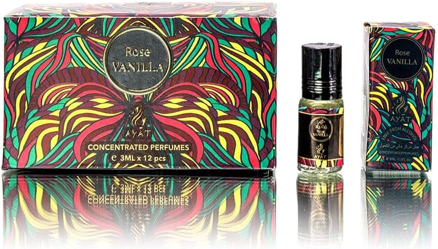 Parfum AYAT PERFUMES Parfums Halal & Vegan 3 ml 100% Arabische Geur Olie voor Mannen en Vrouwen 3 ml x 12 stuks (Vanilla Roze)