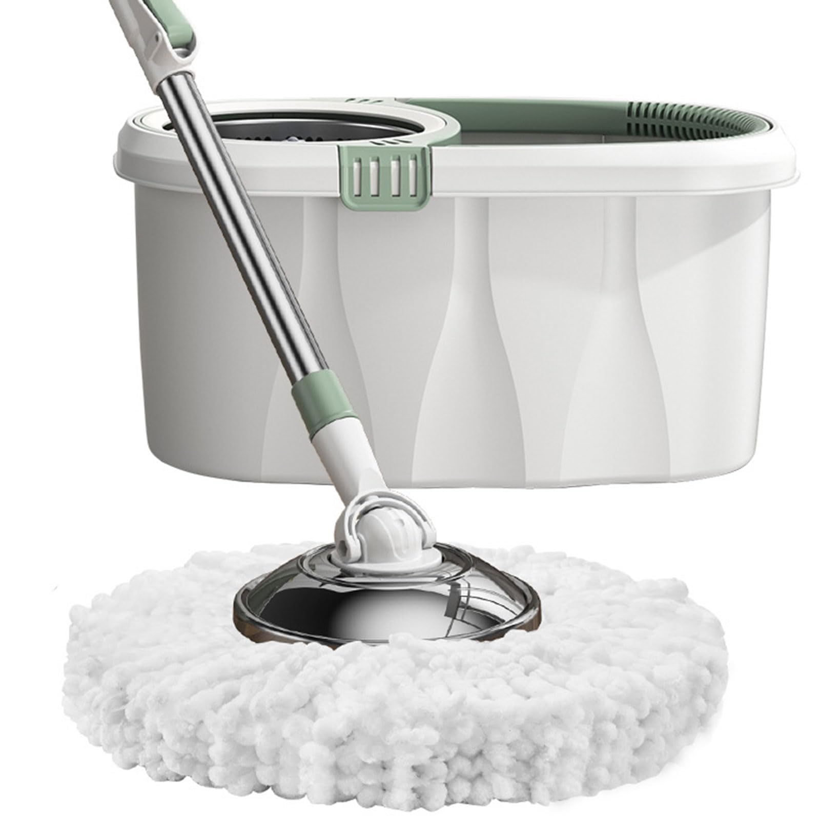 Juego de fregona y Cubo con escurridor, Fregona de Microfibra giratoria de 360° y Cubo Interior Desmontable, Fácil de Mover con Ruedas para Limpieza de Pisos del hogar