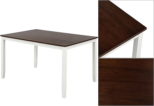 Miniatura 6 de P PURLOVE Juego de mesa de comedor de 6 piezas mesa de cocina con 4 sillas 1 banco para 6 personas abrigo impermeable marfil y cereza