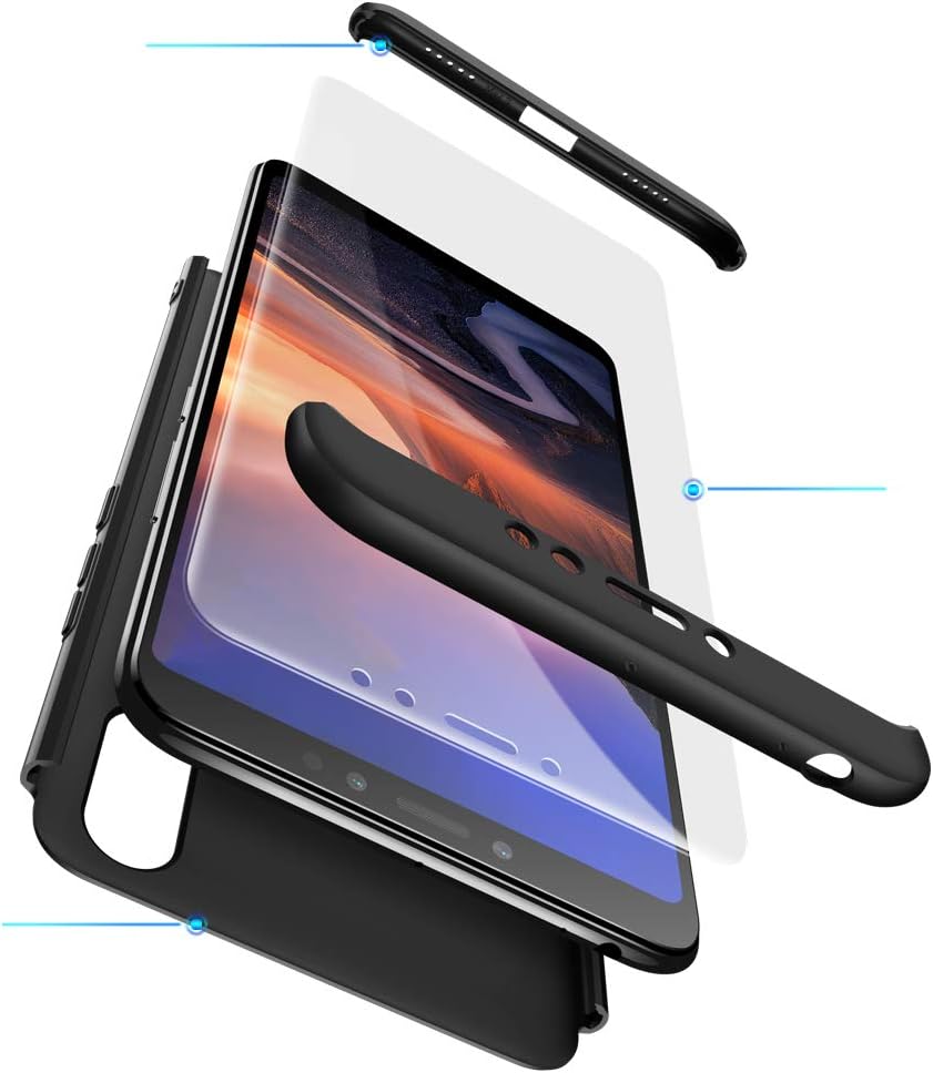 TANGNI XiaoMi Mi Max 3 Case XiaoMi Mi Max 3 Cover [Screen Protector Included] 3 in 1 Electroplate Metal Anti-Scratch Ultra Thin Case for XiaoMi Mi Max 3 360°complete package protection -Black