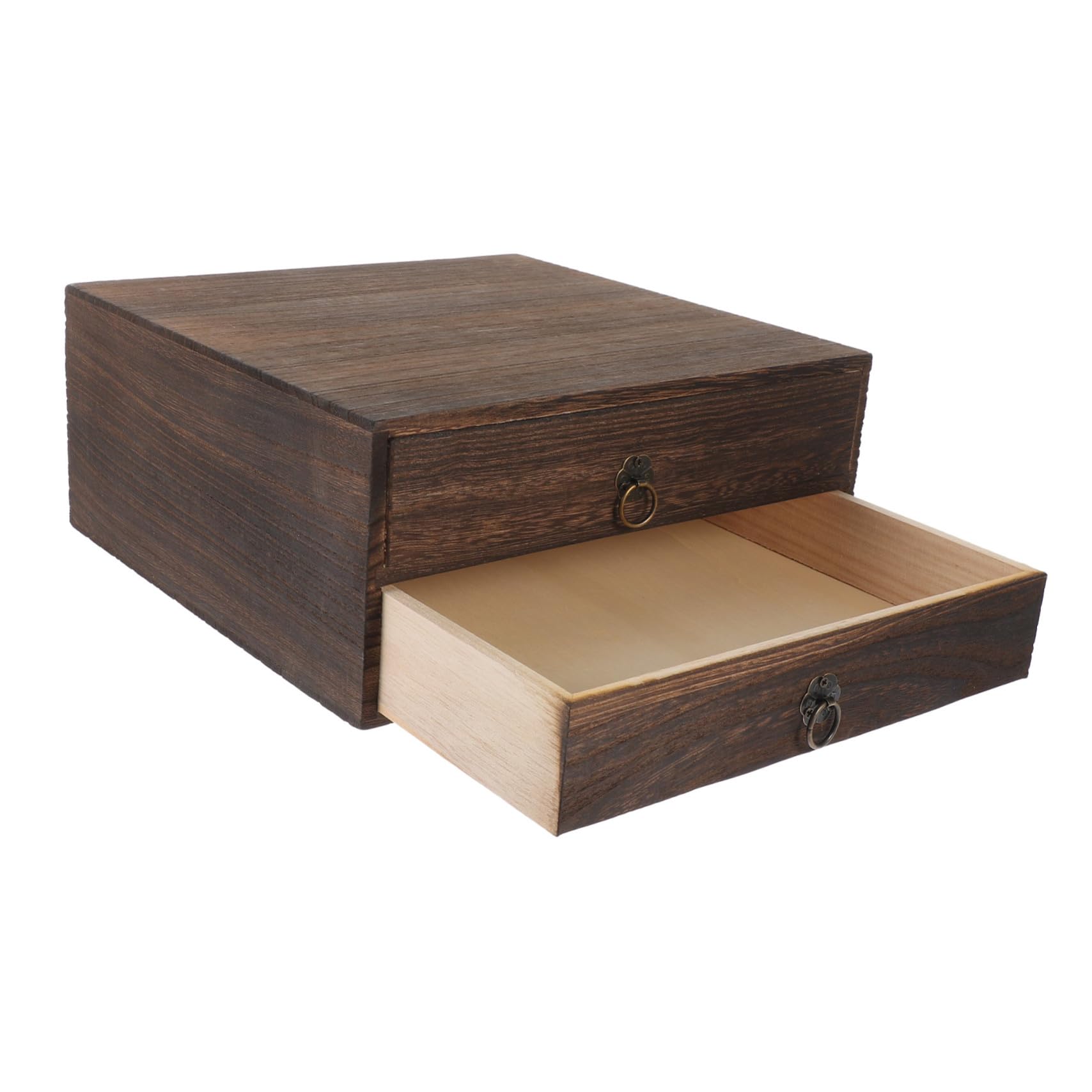 Boîte de rangement bois massif haut de gamme avec coffre intérieur à niveaux