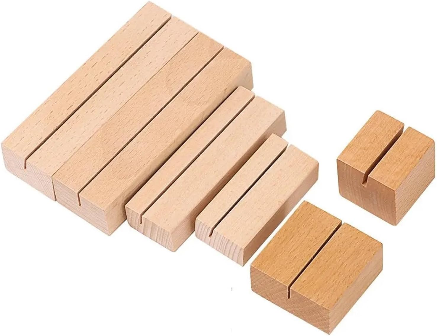 Wooden table number holder 4Pcs Beech Photo Stand Business Card Holder Rectangle Wooden Clip Handmade Memo(4x4x2cm-D)