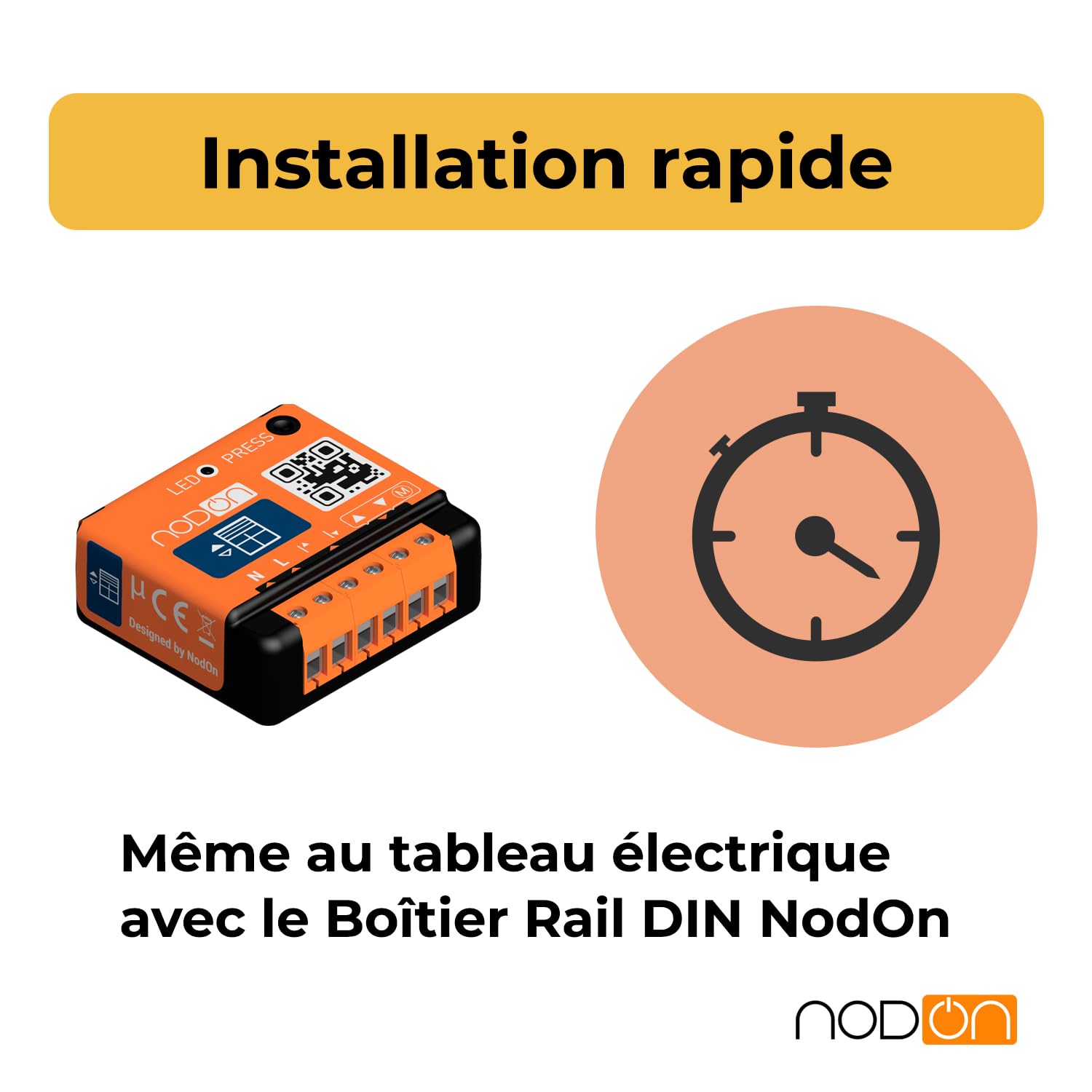 NodOn - EnOcean Module Volet Roulant Connecté - Module Volet Roulant avec Autocalibration et Installation Possible au Tableau Electrique - Compatible Home Assistant Jeedom, eedomus, MyUbiwizz