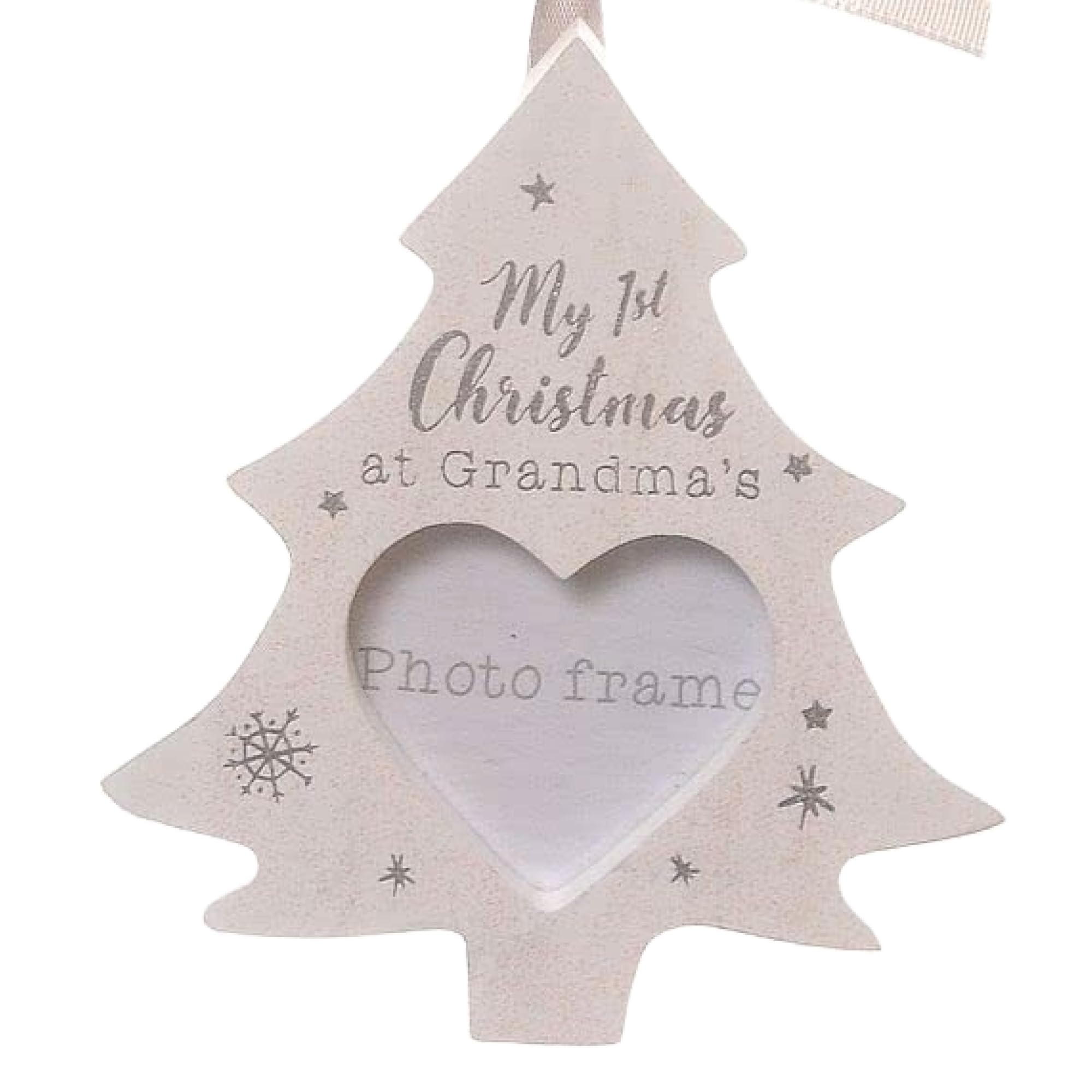 Ziggle Men's Grandma Baby - Personalised Photo Frame - Christmas Tree Decorations - Newborn Baby Gifts - My First Christmas Hanging Photo Frame - …