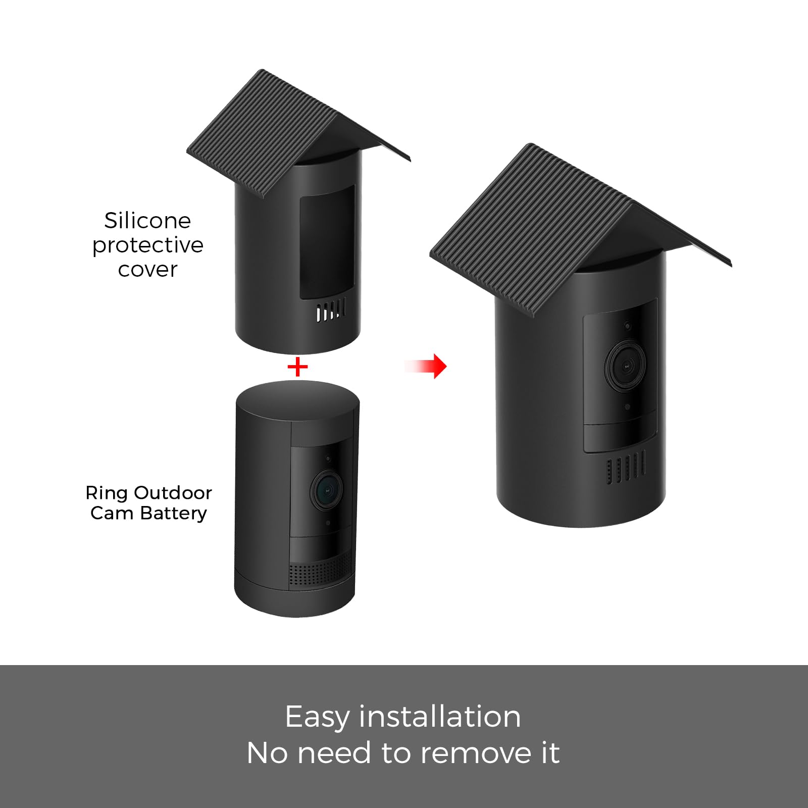 HOLACA Siliconen hoes skin beschermhoes voor R ing buitencamera pro batterij (Stick Up Cam Pro), waterdicht, zacht, licht en duurzaam siliconen hoesje (zwart