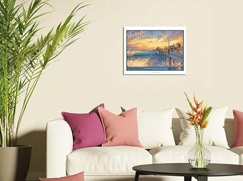 Miniatura 3 de Kerne Erickson - Cartel de metal vintage de metal con texto en inglés Visit Huntington Beach, California  Línea Newport-Balboa  Pacific Electric