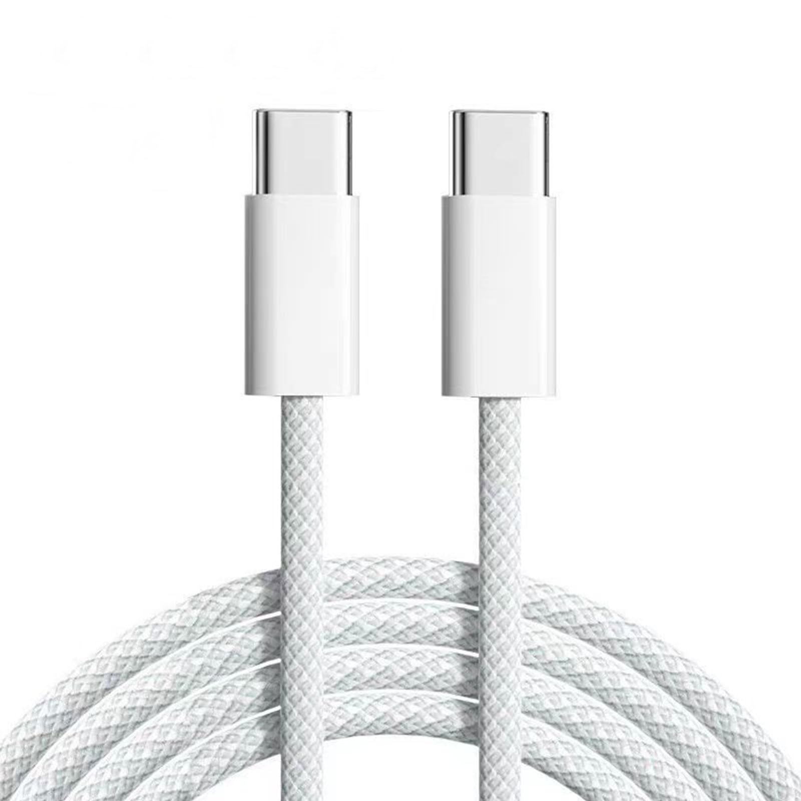 Cable de datos de carga rápida USB-C a USB-C60W, adecuado para teléfono móvil Samsung S23/24/25, teléfono móvil Huawei, iPhone 15/16 (4.9 pies) (blanco)