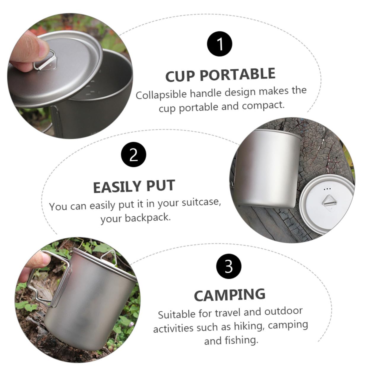 SUPVOX Tasse de Camping en Titane Pliable 750ml avec Poignée