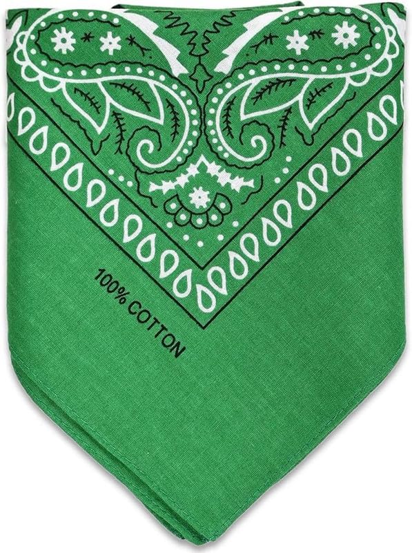 DIKHAWA Unisex Cotton Bandana/Head Wrap/Wristband/Face Cover/Handkerchief For Men And Women (GREEN,PURPLE_50CM X 50CM_Pack of 2) 1