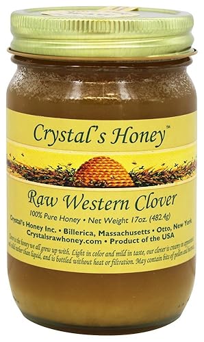 Crystal's All Natural - Trébol occidental de miel cruda 100% pura, 17 onzas