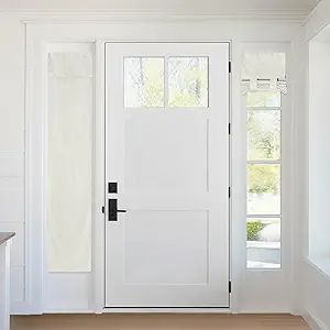 RYB HOME 100% Blackout Door Window Curtains for Sidelight, Natural Linen Blended Privacy French Door Blinds Thermal Insulated Room Darkening Window Shades, W12 x L69 inch, 1 Panel