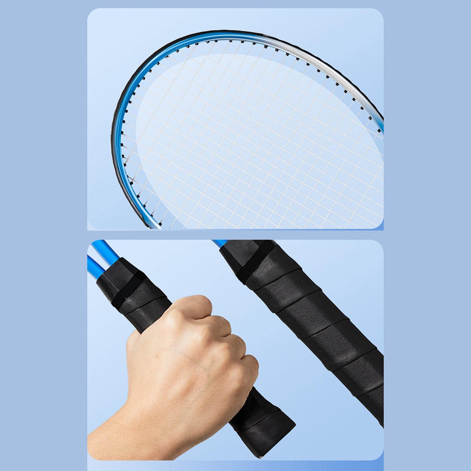 Generic 2 Pezzi Tennis Racket con Palline Elastiche per Allenamento Personale Attrezzatura Portatile per Pratica Singola Manico Antiscivolo in PE Resistente