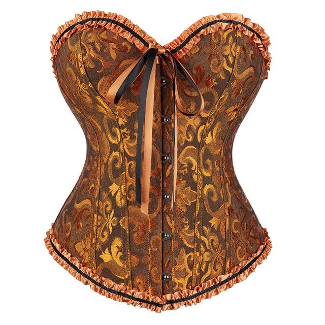 Moonight Corsets for Women Renaissance Floral Lace up Boned Overbust Corset Bustier Shapewear