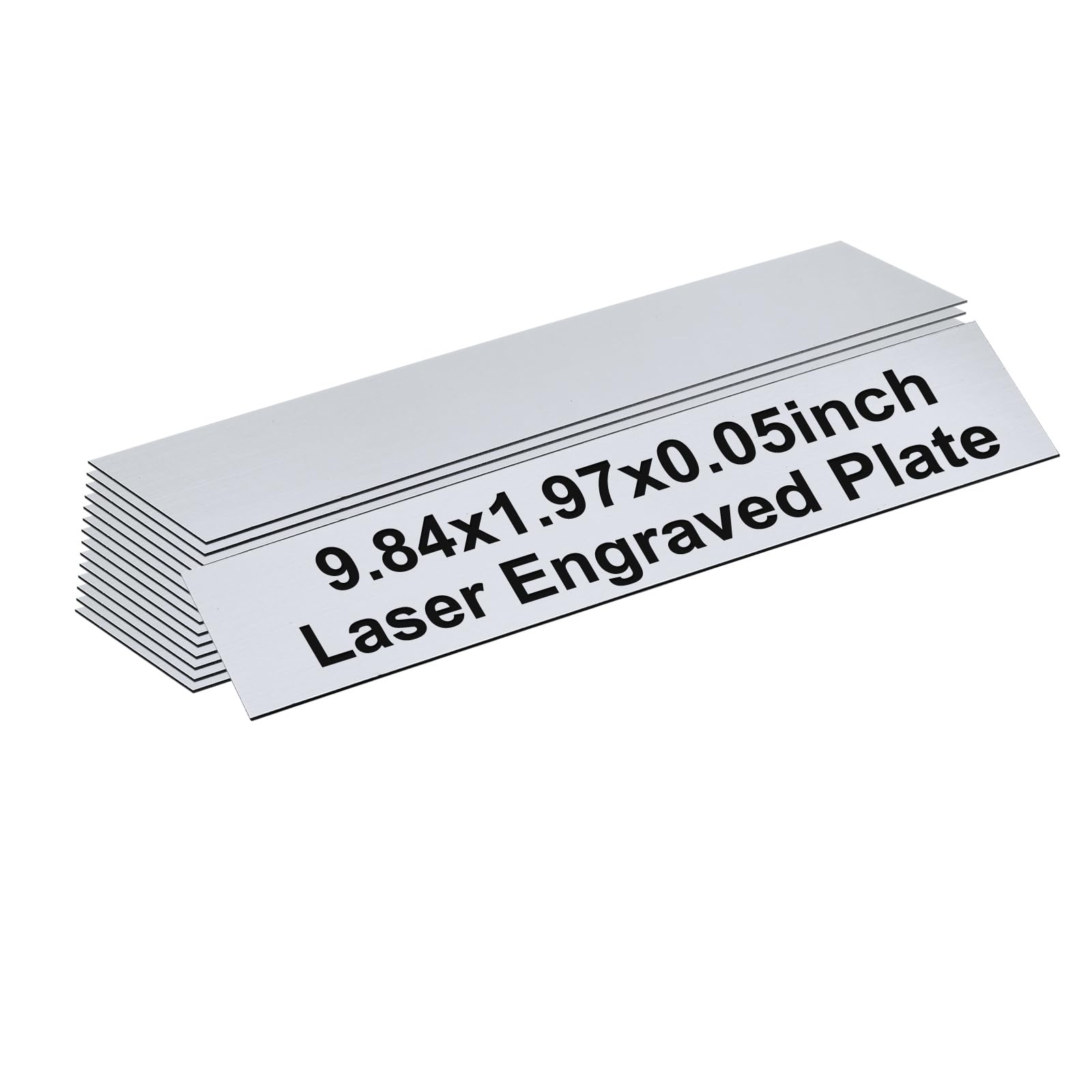 PATIKIL Blank Name Plates, 9.84x1.97" Engraved Name Plates Name Plate Personalized Custom Door Signs Desk Tags for Office Classroom, Brushed Silver with Black Letter, 15 Pcs