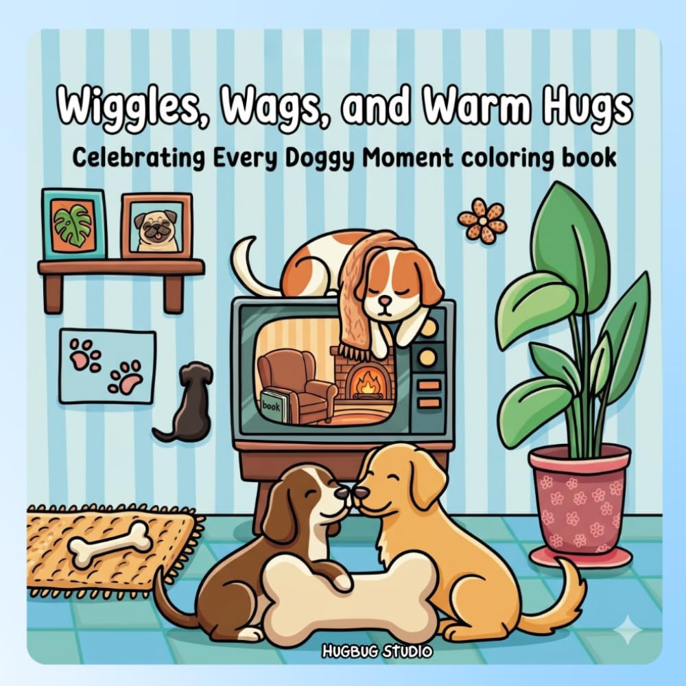 Wiggles, Wags, and Warm Hugs: A Bold and Easy Dog Coloring Book for Kids and Adults: Celebrating Every Doggy Moment with Simple Kawaii Puppies and Cozy Scenes for Stress Relief