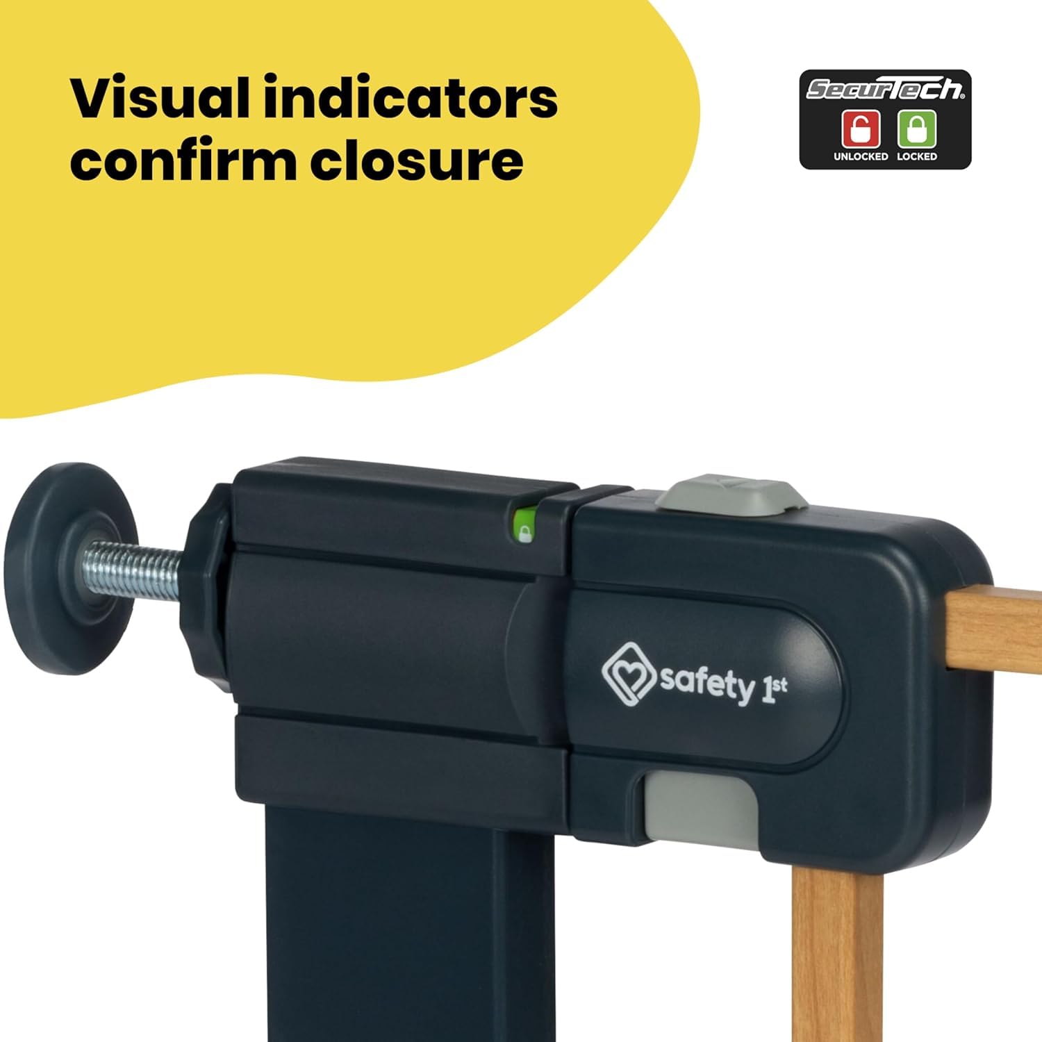 Safety 1st Easy Close Metal Cancelletto di Sicurezza in metallo, scale, porte, vani con apertura 73-80 cm (max 108 cm), Cancelletto per Bambini, Apertura a Una Mano, Senza Viti o Fori, Effetto Legno