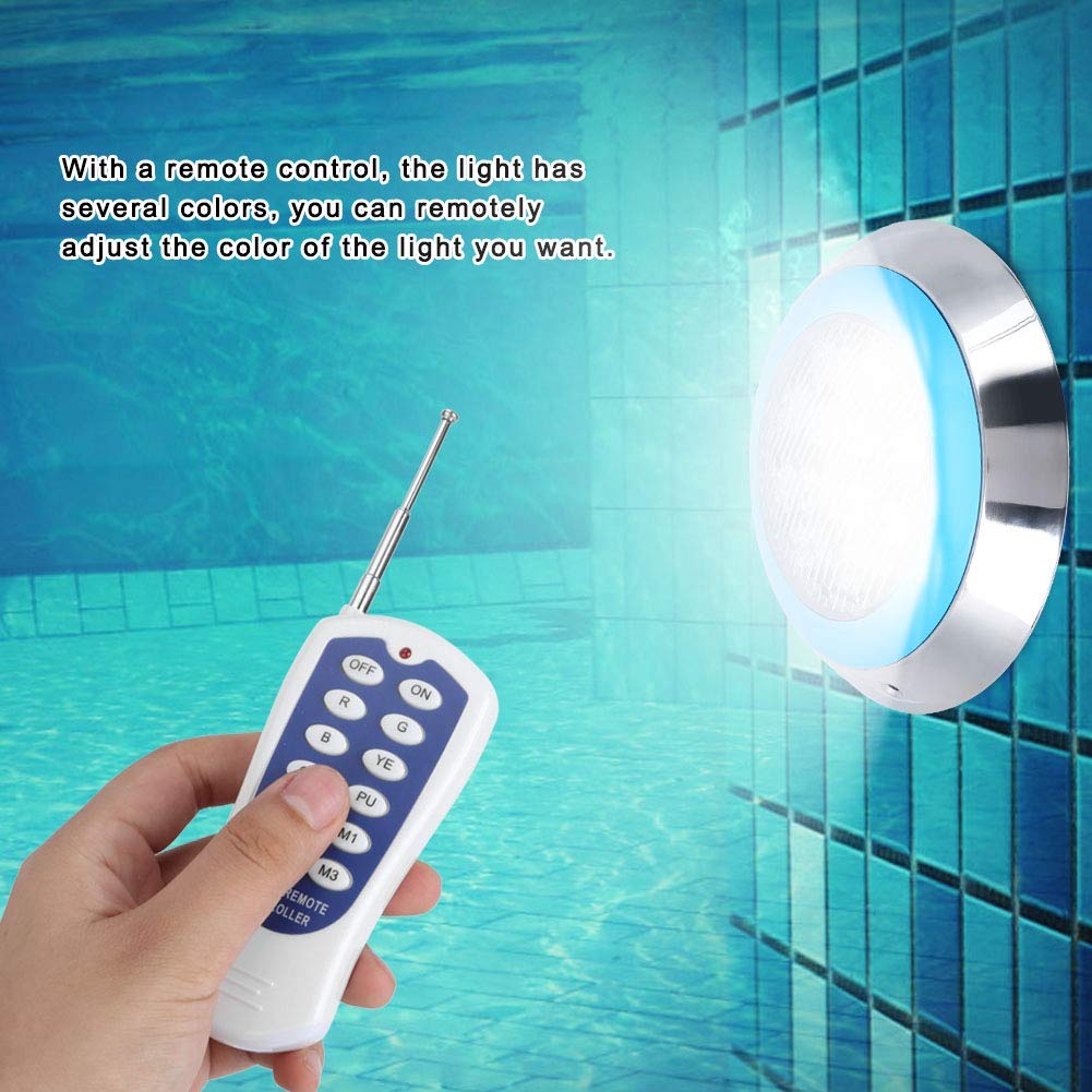 AUNMAS wasserdichte Schwimmbadleuchte 12LED 12W AC12V Schwimmbadwandleuchte mit Fernbedienung IP68 Unterwasserleuchten