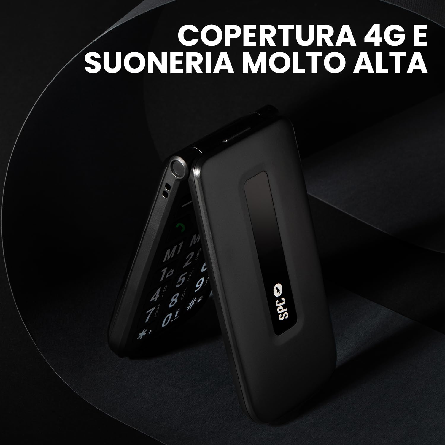 SPC TITAN 2 - Cellulare senior, tasti grandi, 4G, Nero | Suoneria 105dB, display da 2,4 pollici, grande batteria, 3 tasti di memoria diretta, facile e configurazione a distanza