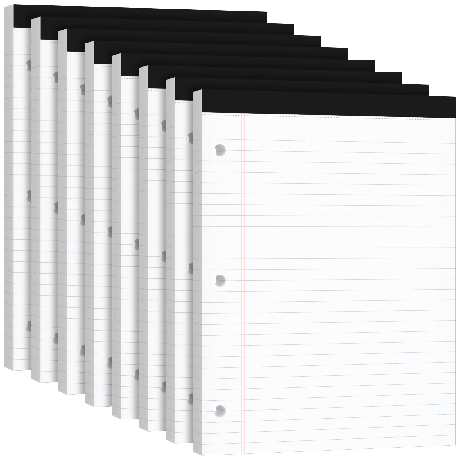 Legal Pads 8 5x11 50 Sheets Packs 8 Pack 3-Hole Punch Perforated Writing Pads Wide Ruled White Lined