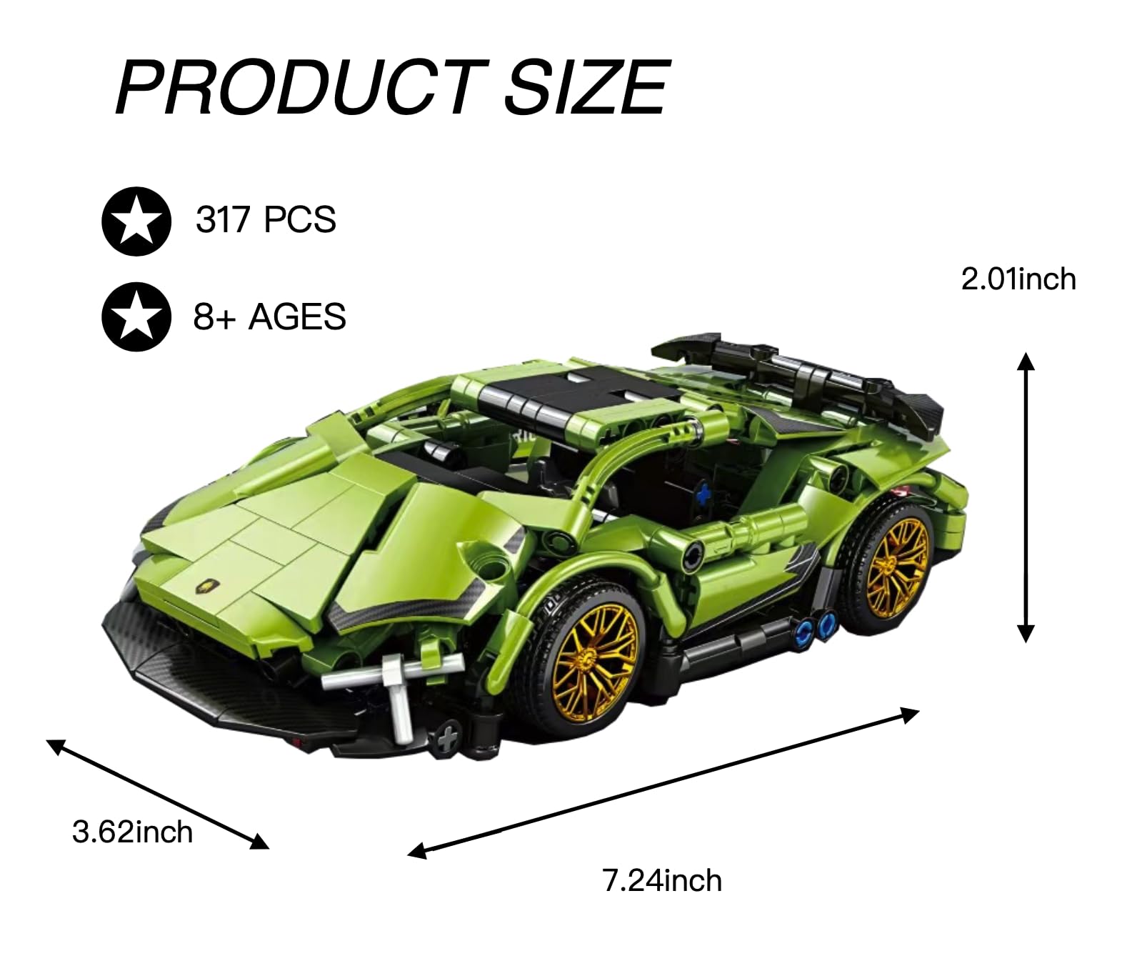 Photo 1 of CoPlanaire 1:20 Technic Super Sports Cars Model Sets - 323 PCS MOC Building Block Car Raceing Engineering Toys, Collectible Sports Car Construction Kit for Girls Boys or Adults (Green)