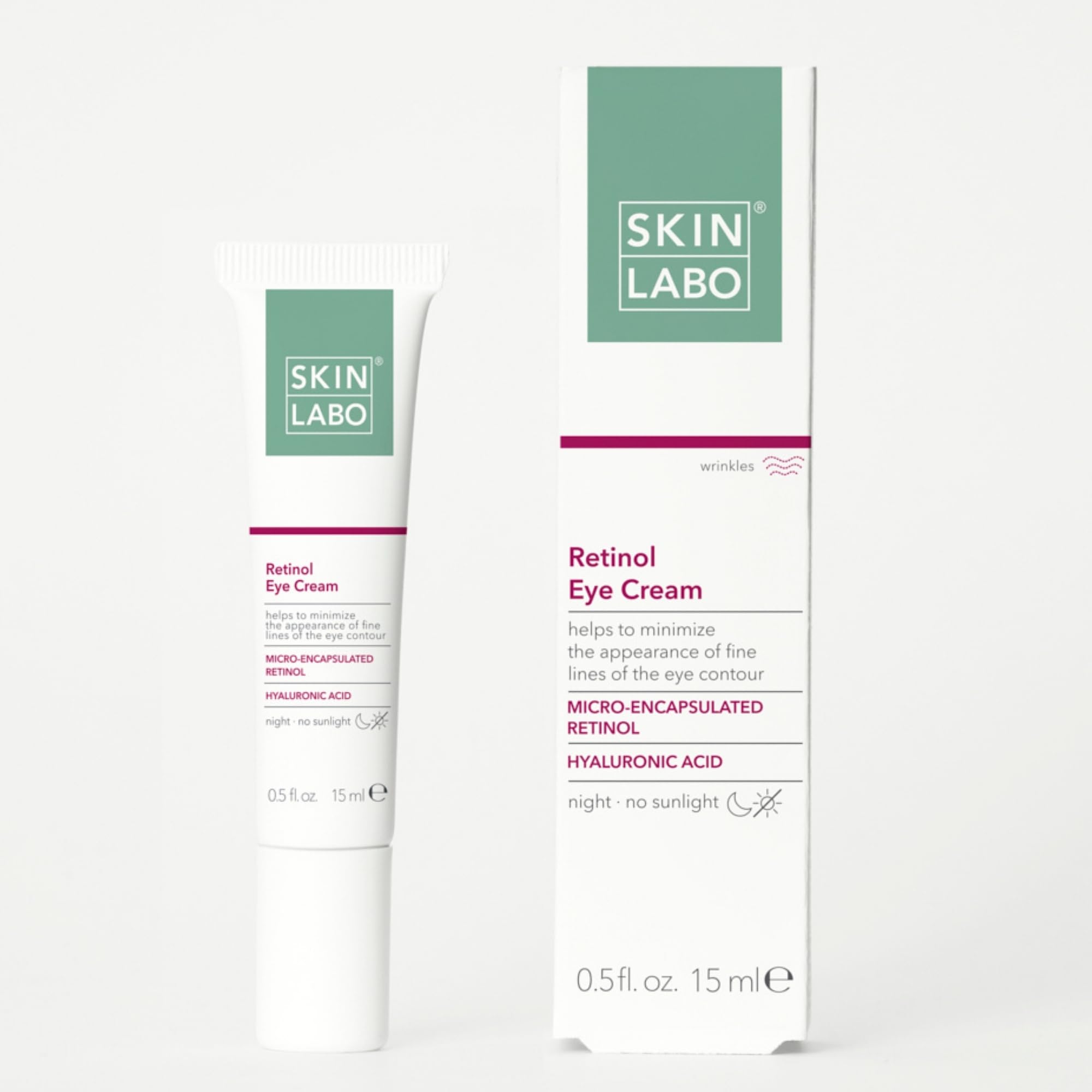 SkinLabo - Crema Contorno de Ojos con Retinol, Reduce la Irritación y atenúa las Líneas de Expresión Alrededor de los Ojos, con Retinol Microencapsulado, Ácido Hialurónico - 15 ml