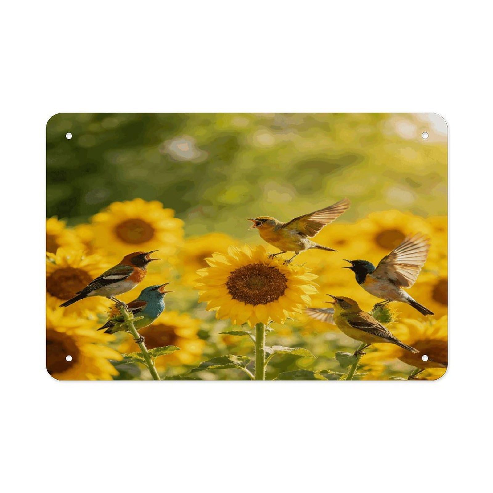Fodpand Style Sunflowers And Songbirds Wall Art Metal Tin Signs Bar Metal Tin Sign Wall Decor For Home Living Room Bedroom Toilet Hotel Halloween Decor Gifts 7.9X 11.8 Inch