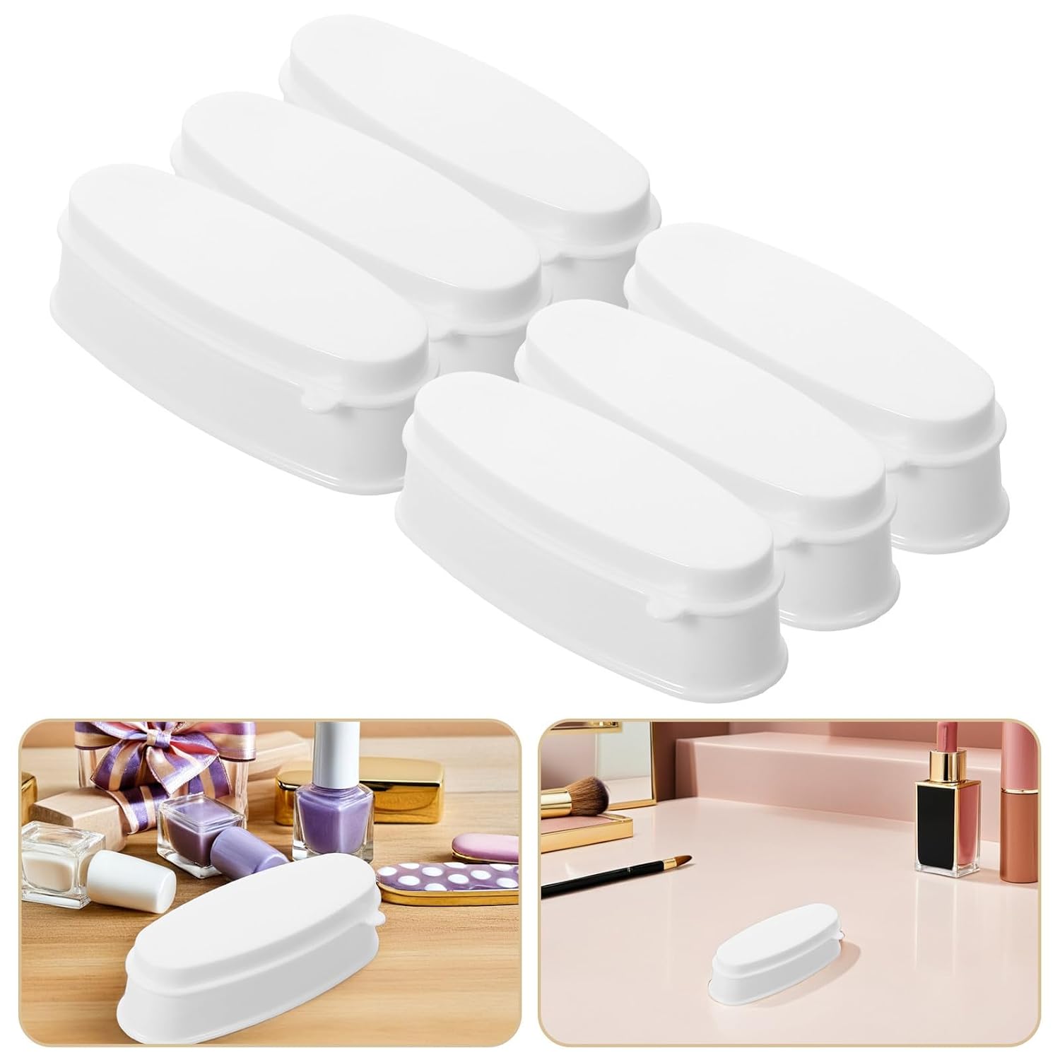 6 Pcs White Plastic Nail Dip Powder Box for French Manicure