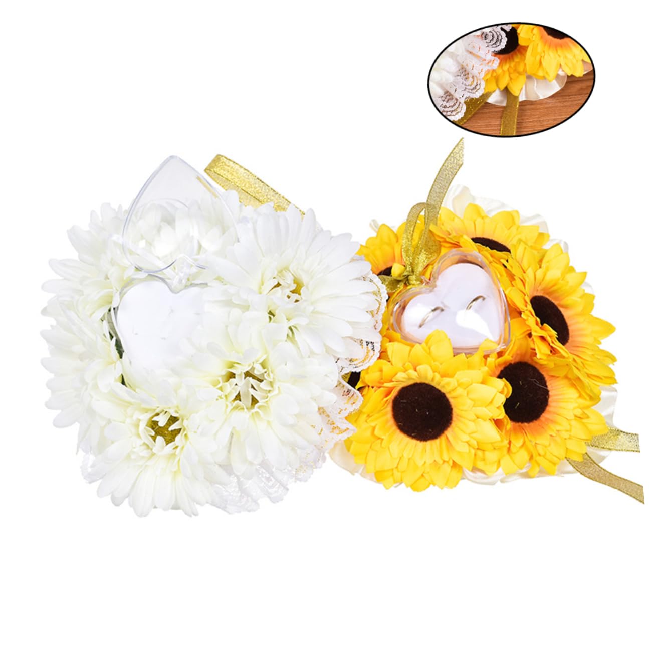 COLLBATH 3pezzi Cuscino Portafedi Per Matrimonio Cuscino Per Similpelle Giallo Decorazione Per Cerimonie e Nuziali