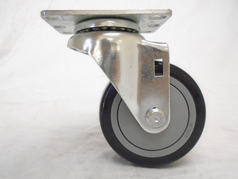 3-1/2" X 1-1/4" Swivel Caster Black Polyurethane Wheel (2) and Rigid (2) 300 Lbs Each Tool Box