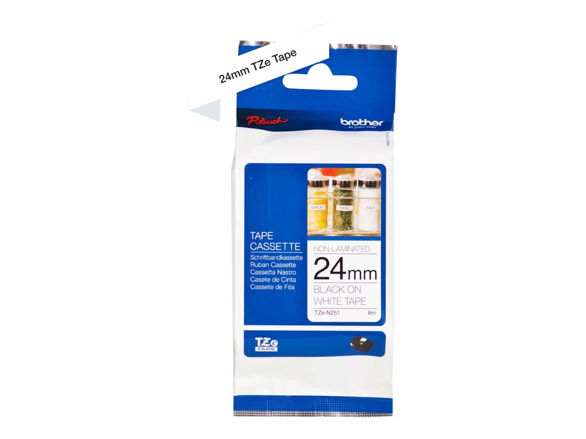 Brother TZe-N251 Black on White 24mm Non-Laminated P-Touch Labelling Tape