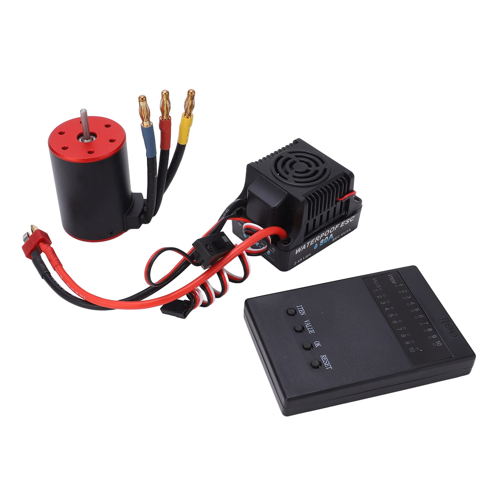 VGEBY Motor sin Escobillas para 1/8 1/10 RC Car, RC Brushless 80a ESC Kit con 3650 3100KV Tarjeta de Programación de Motor sin Escobillas Impermeable Accesorios De Modelos