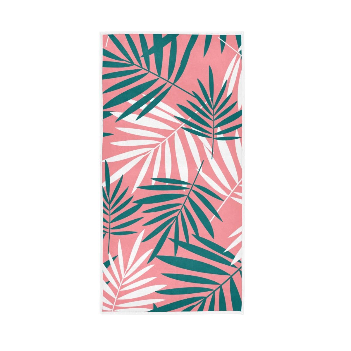 LSRCPD Palm Leaves on Pink Hand Towels, 15 x 30 Inches, Soft Highly Absorbent Towels for Bathroom Gym Hotel
