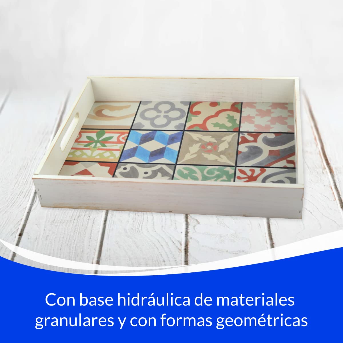 Bandeja para Servir Comida con Asas - Rectangular con Base Hidráulica - 45 x 36 x 7 cm - Ideal para Aperitivo y Desayuno en la Cama - Fabricada en España - Hostelnovo