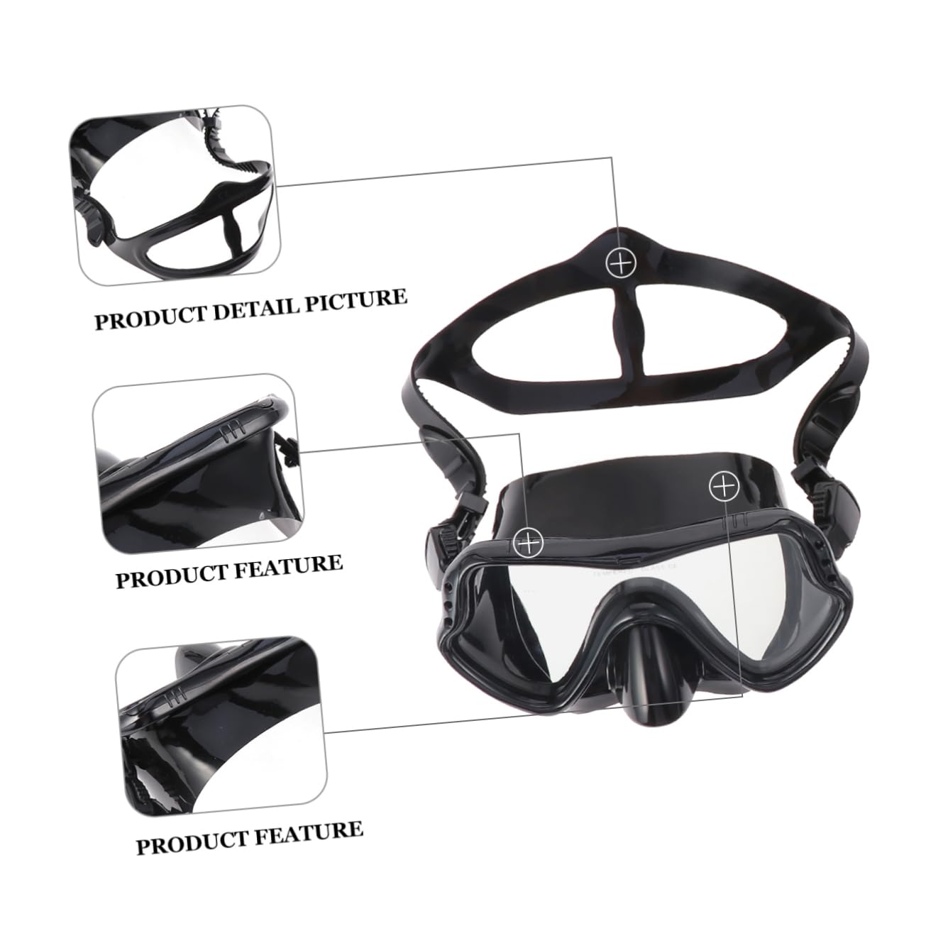 WOONEKY maschera subacquea e da uomo per uomo coperture per il viso da uomo abito da uomo snorkeling maschera subaquea maschere da snorkeling Black