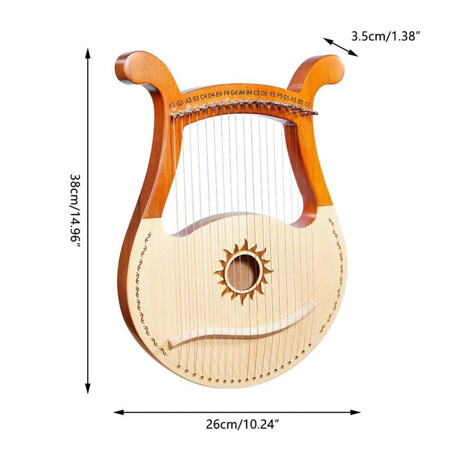 xilofono professionale Strumento Musicale Per Principianti Con Arpa A Lira A 19 Corde A Scheda Singola Con Corda Di Ricambio Per Chiave(B)
