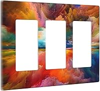 Vista 178 de Cubiertas de salida iridiscentes abstractas coloridas nubes dúplex de 1 cuadrilla, placa de cubierta de interruptor de luz arco iris, placas