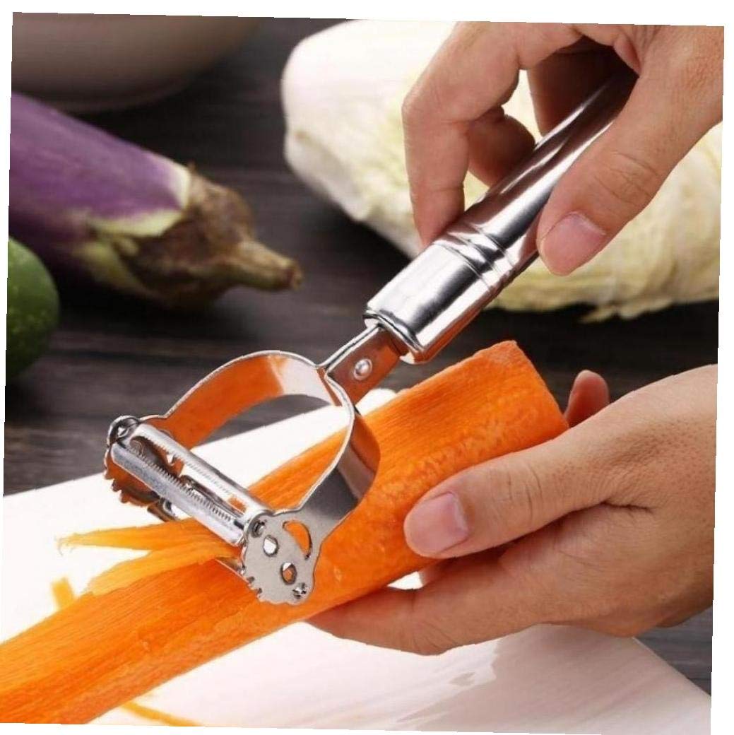 Lankater Silver Multifunction Peeler With Julienne Slicer For Peeling Potato, Carrots Vegetable Fruit Double Planing Grater Tools
