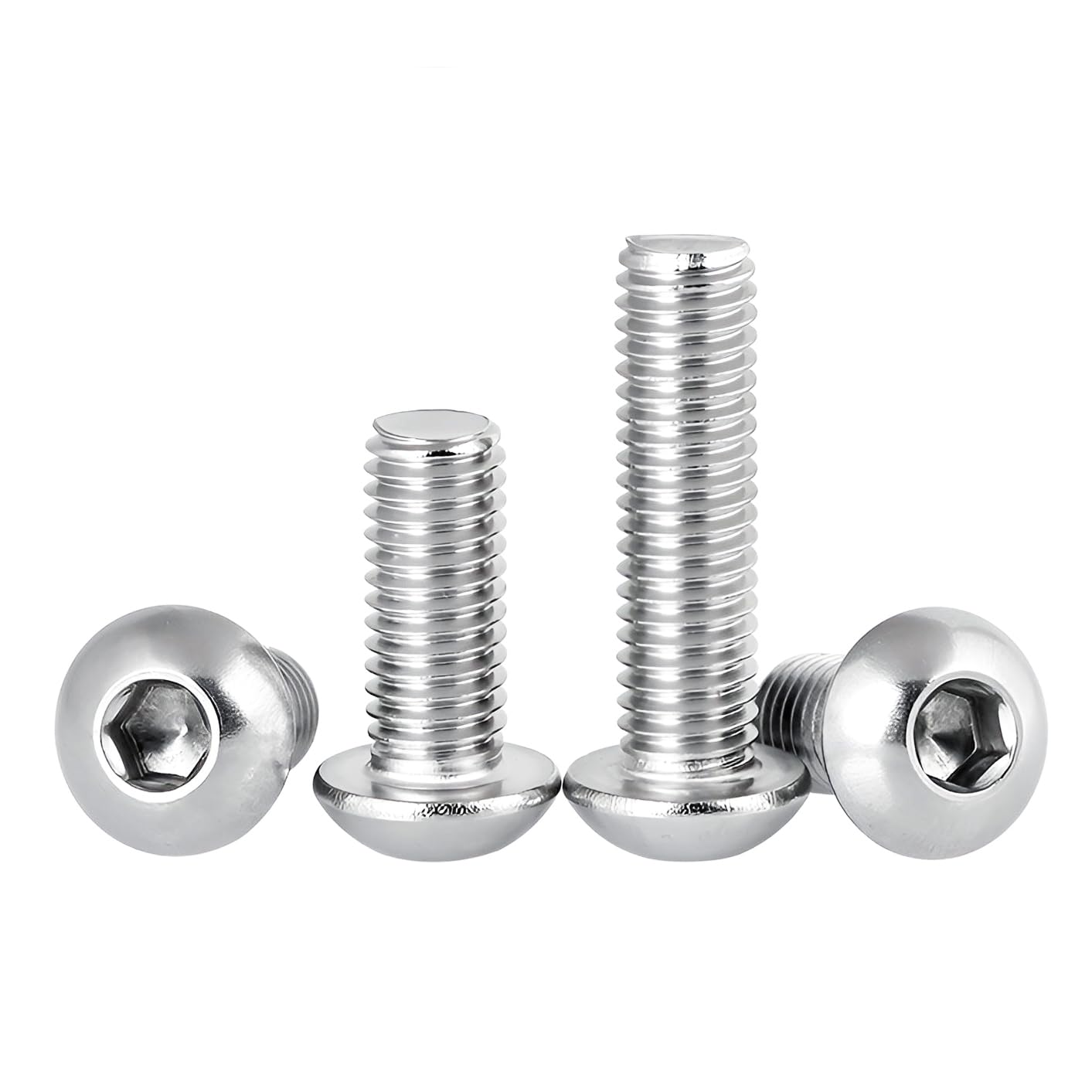 M6 14mm Button Head Screws and Bolts,M6-1.014mm Socket Cap Bolt,M6 Stainless Steel Screw, Allen Hex Drive,Bright Finish,Fully Machine Thread,Coarse Thread UNC,50Pc M6*14-50